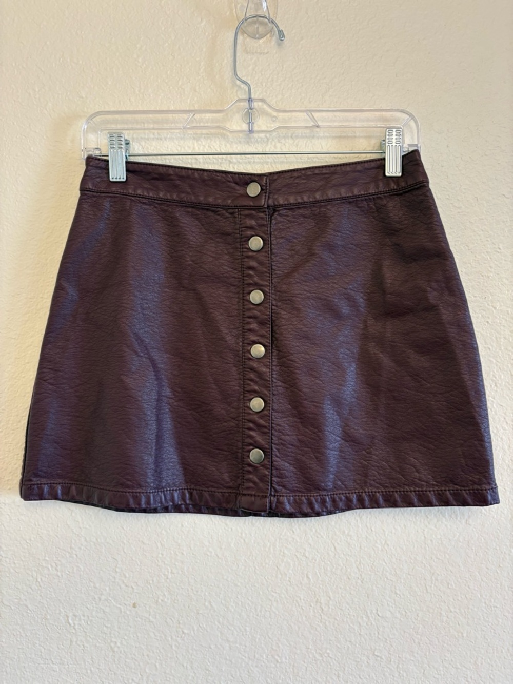 Forever 21 Brown Faux Leather Button Front Mini Skirt Size M